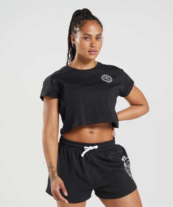 Damske Crop Top Gymshark Legacy Čierne | JQ9748125